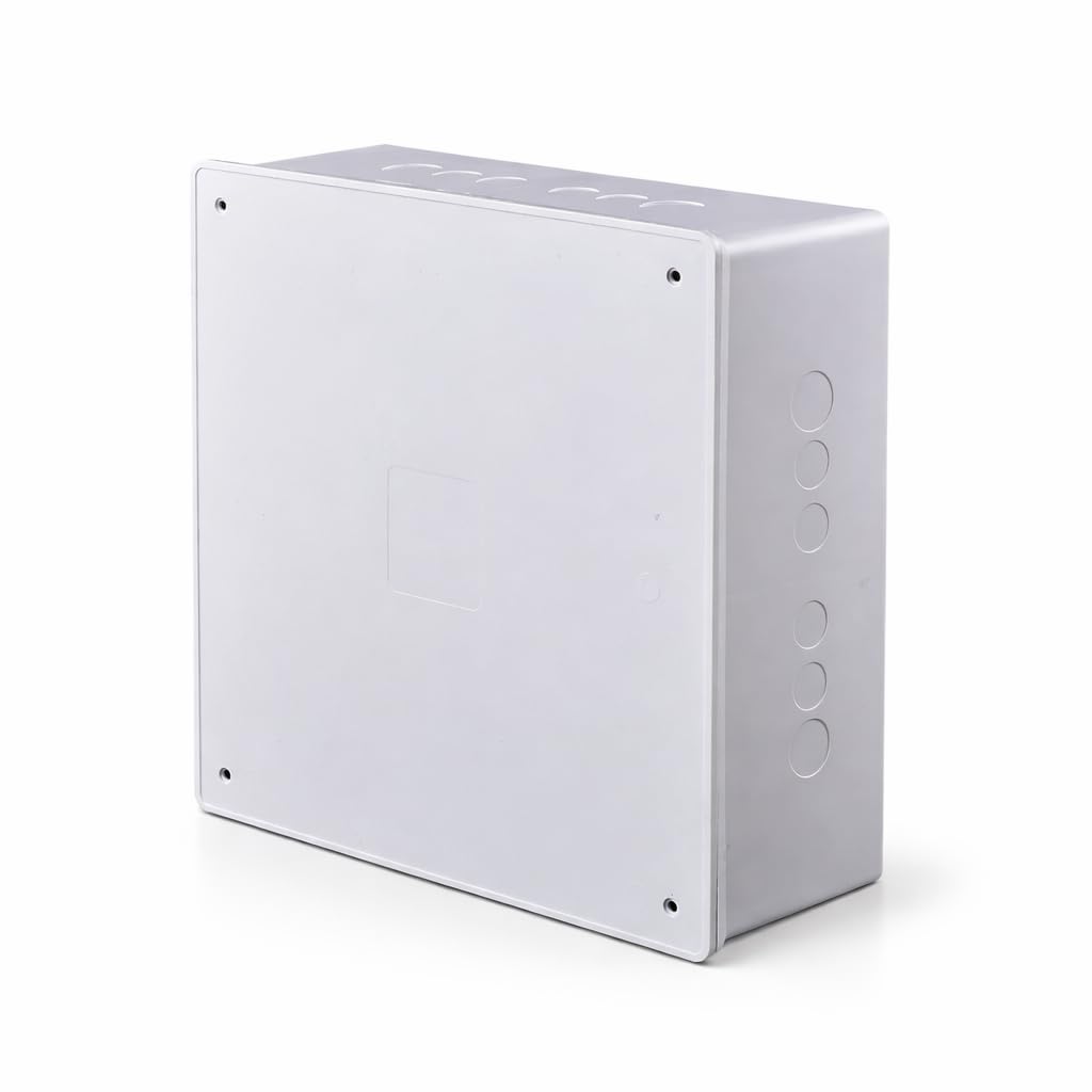 12" x 12" x 3" White PVC Junction Box – Heavy-Duty Plastic Electrical Conduit Box with Pre-Molded 1/2" & 3/4" Knockouts, Snap-Off Cover & Metal Lid Screws Included — Amazon image 5