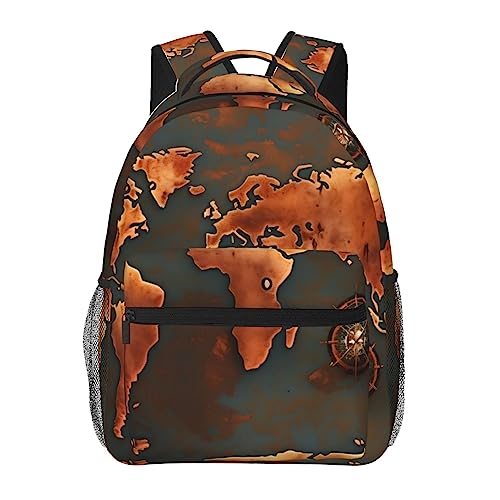 Sac à dos imprimé carte du monde rouillé KoNsev robuste et décontracté
