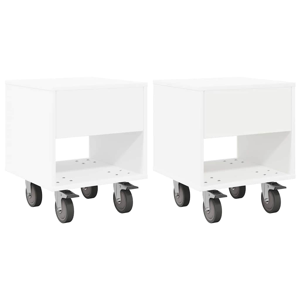 Table de Chevet Blanc Lot de 2 Petits Meubles d'Appoint Salon et Chambre
