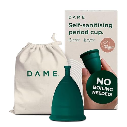 DAME Period Cup - Large | No Boiling Required | Leak-Free Period Products | Hygienic, Comfortable, Self-Sanitising, Reusable, Menstrual Cup for Women | Up to 12 Hours of Protection, Eco-Friendly