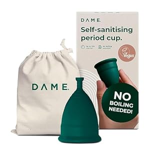 DAME Period Cup – Medium | No Boiling Required | Leak-Free Period Products | Hygienic, Comfortable, Self-Sanitising, Reusable, Menstrual Cup for Women | Up to 12 Hours of Protection, Eco-Friendly