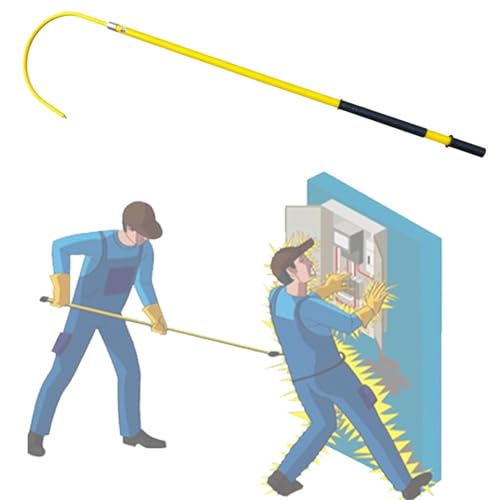 LZDOYY Anti-Electrocution Insulated Rescue Hook, High Voltage Fire Electrical Safety Tool Life-Saving Pole with Non-Slip Handle, for Power Station Electrical Factory,Yellow-1m/3.3ft