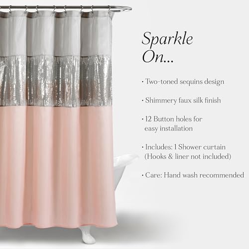 Rideau de douche tissu gris rose blush 183x183 Ciel Nocturne