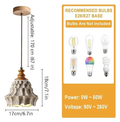 Plafonnier lustre industriel simple en ciment avec suspension réglable E26 pour chambre - 3