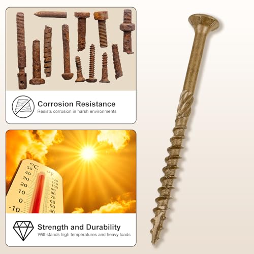 METALLIXITY Kit de 300 piezas Tornillos Deck #8x1-3/4 para madera color Tan miniatura 4