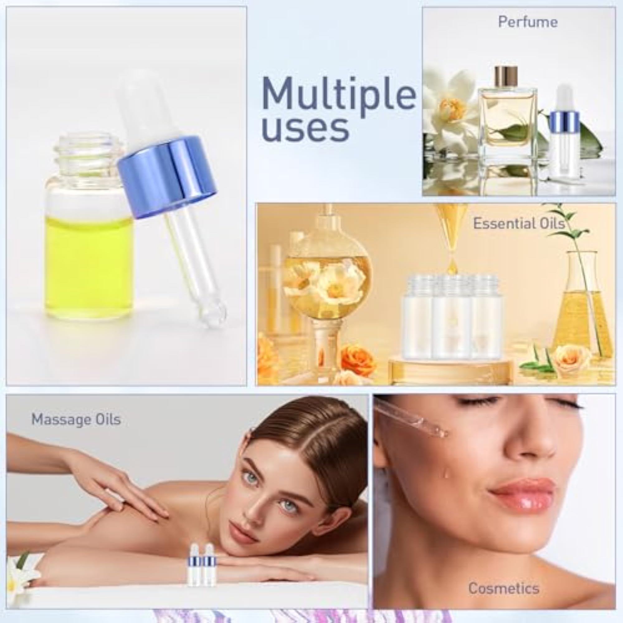 15 Pack Clear Glass Dropper Bottles 3ml