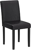 Vista 5 de DAGONHIL Dining Chairs Set of 2 PU Leather Dining Room Chairs, Armless Upholstered Kitchen Chair with Black Solid Wood Legs, Black