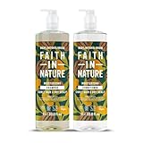 Faith In Nature 2 x 1L Natural Shea & Argan Shampoo and Conditioner Set, Nourishing, Vegan & Cruelty Free, No SLS or Parabens, For Very Dry to Dry Hair