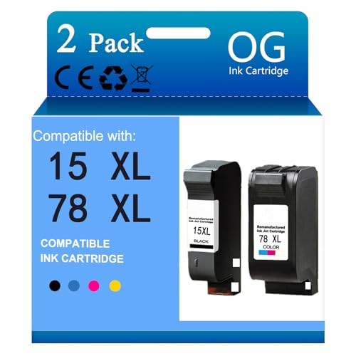 Cartouches d'encre HP 15 78 compatibles pour Deskjet 3820 Officejet 5110