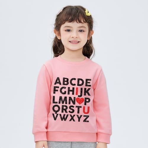 Girl Boy Valentine Sweatshirts Love Print Shirts Long Sleeve Kids Hearts Tops 2-12 Years2