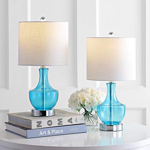 JONATHAN Y JYL1029C-SET2 Colette 20" Mini Glass Table Lamp, Transitional, Glam, Coastal, Modern, Elegant, Office, Living Room, Family Room, Dining Room, Bedroom, Hallway, Foyer, Amalfi Blue (Set of 2) - Image 7