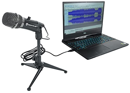 ROCKVILLE A-Stream Live Streaming USB Microphone w Gain+Mute Control+Stand+Cable