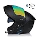 Casco Modulare Integrato Bluetooth Omologato DOT/ECE Caschi Moto Apribili modulari Doppia Visiera Anti-Appannamento Altoparlante con Microfono per Donna Uomo (Color : Black G)