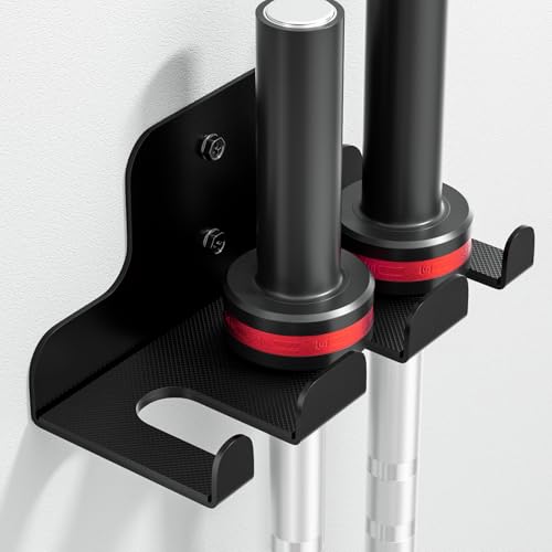 XZHXFX Barbell Holder,Garage Gym Bar Wall Rack with 3 Bar Holders for Hanging Olympic Barbells, Curl Bars, Chains,Resistance Band,and ect,Holds Under 33mm Bar Size(Black)