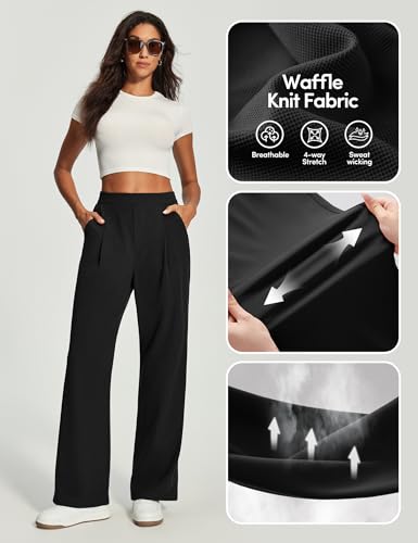 IUGA Wide Leg Pants Woman High Waisted Dress Work Pants Women Pull on Stretchy Business Casual Trousers Slacks with Pockets3