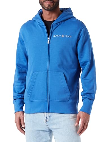 Image of GANT Men's Printed Graphic Full Zip Hoodie Hooded Sweatshirt, Rich Blue, L