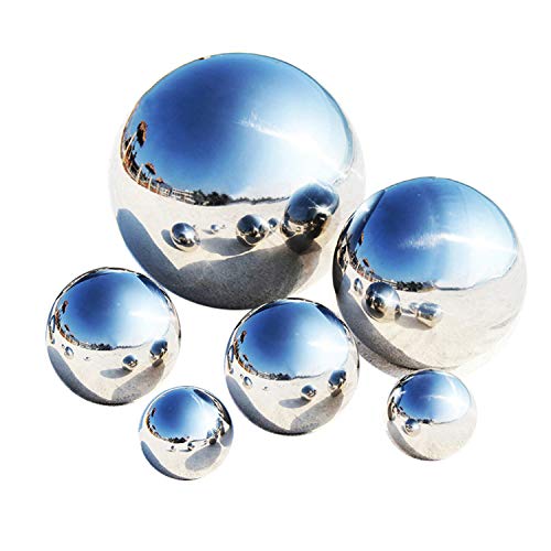 LANUCN Groß Gartenkugeln Rasen Spiegelkugel Silber Edelstahl für Partydekoration Metallgarten-Kugeln (6pcs Mix(15cm x1pc; 10cm x1pc; 8cm x2pcs; 5cm x2pcs))