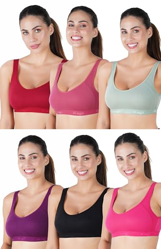 Image of (MSB-204 Premium Seamless Non-Padded Wire Free Slip On Sports Bra Low Impact Workout & Activewear Sports Bra for Women