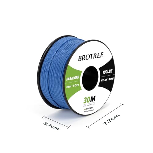 Brotree Paracord 2mm 30M 100% Nylon Rope 1 Strand Parachute Cord for Outdoor Craft, DIY - 45kg Breaking Load (Dark Blue) - Image 2