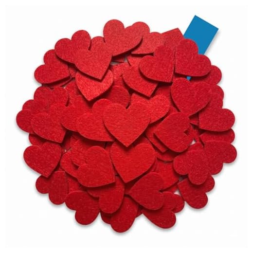 edelkern Corazón decorativo de fieltro, corazones rojos de fieltro para decorar y manualidades, 80 unidades