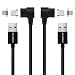 Smart&Cool Gen4 L-Shaped Nylon Braided Magnetic 2 in 1 Max 2.1A Charging & Data Sync Cable Compatible with Phones and Tablets with Micro-USB and i-Product Interface (5 feet Black Twin-Pack)