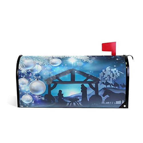 WOOR Nativity Christmas Abstract Magnetic Mailbox Cover MailWraps Garden Yard Home Decor for Outdoor Oversized-25.5