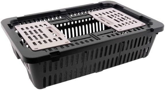 Transport Coop for Quail & Pigeon – Black – Durable Plastic Poultry Carrier with Secure Locking Lid & Ventilation – Lightweight, Stackable, Easy-Clean Crate for Safe Bird Transport