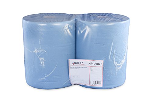 Quicky Putzpapierrollen, 2 lagig, blau, circa 36 cm, 1000 Blatt, 1er Pack (1 x 2 Stück) Cover