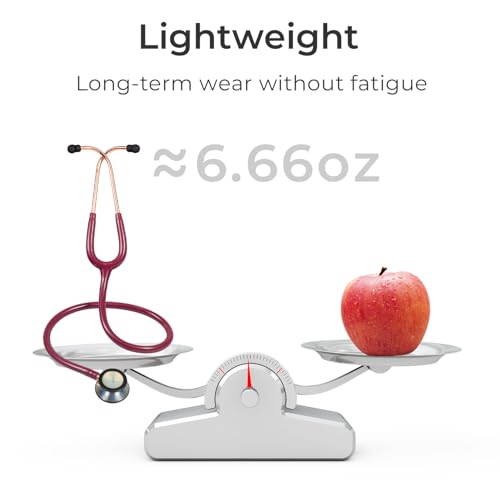 Image of Scienlodic Double-Sided Stethoscope with Ear Tips, Professional Stethoscope for Doctor Nurse Clinical Student Use, Customized Gold-Plated High-end - Wine