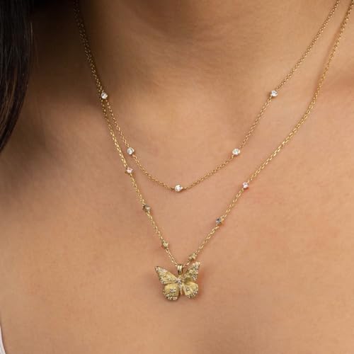 Wanderlust + Co Butterfly Rainbow Necklace 14K Gold Plated/Rhodium Plated Jewelry Hypoallergenic Shower-safe2