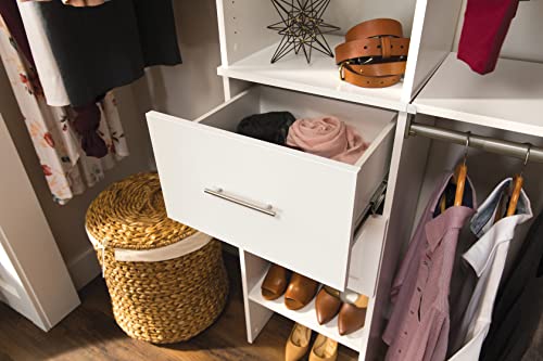 Image of ClosetMaid SuiteSymphony Wood Closet Drawer, Add On Accessory, Modern Style, For Storage, Closet, Clothes, 16 inch x 10 inch Size for 16 in. Units, Pure White /Satin Nickel