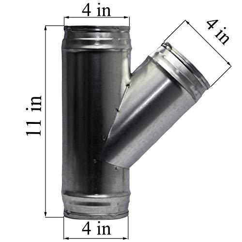 Vent Systems 4\'\' Inch 45 Degree Duct Connector 3 Way Hose Adapter/Splitter for Hose T-Shape Round Pipe Connector- Extractor Fan - Duct Hose Dryer Vent T Connector - 4 Inch 3 Way Fitting - Thumbnail 6
