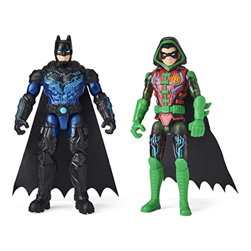 DC Comics Batman 4-inch Bat-Tech Batman and Robin Action Figures with 6 Mystery Accessories, for Kids Aged 3 and up