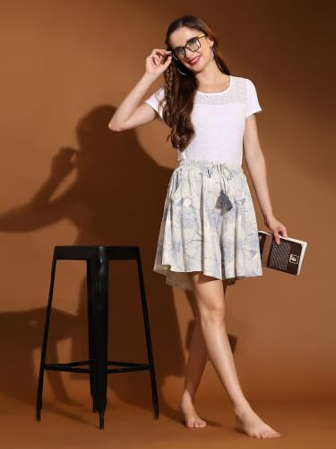 Image of B STORIES Women's Viscose Printed Lounge Culotte Shorts (Pack of 2)