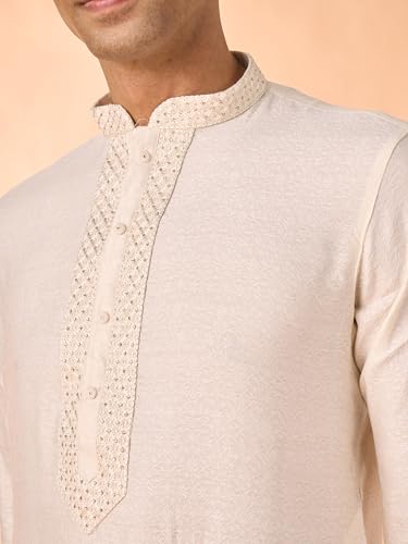 Image of Manyavar Men's Art Silk Blend Jacquard Kurta Set (2pcs)