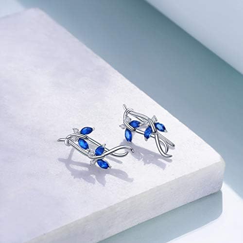 Butterfly Climber Earrings Sterling Silver Blue Butterfly Infinity ear Cuff Wrap Crawler climber Stud earrings for Women Girls