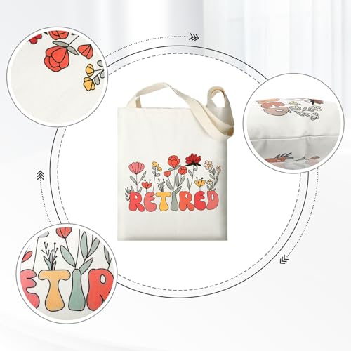 Canvas Tote Bag Retirement Gift for Woman 2025, Teacher Retirement Gifts for Women Coworker, Reusable Hand Bags Birthday Christmas Gifts for Women, Lightweight Bags with Handles for Grandma Mom2