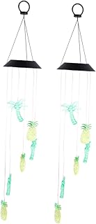 Yardwe 2 Pçs Sinos De Vento De Beija-Flor Para Fora Luzes Pendentes Ao Ar Livre Lâmpada Solar Sinos De Vento Ao Ar Livre Sinos De Vento De Luz LED Mudança De Cor Luz De Sino De Vento