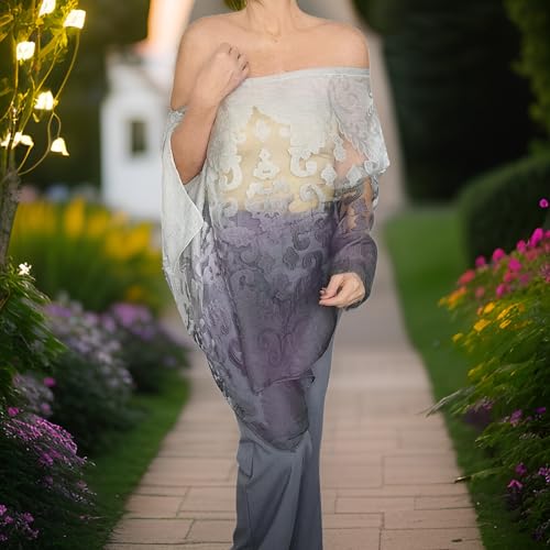 Ombre Shawl Wedding Wrap Evening Wear Sheer Stole Poncho Scarf3