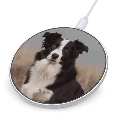 Border Collie Wireless Charger 10W Portable Fast Wireless Charging Pad Compatible with Phone Slim Charging Station Lightweight Charger Mat Charging Block for Travel Home Office