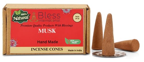 Bless International Musk 100%-Natural-Incense-Cones Handmade-Hand-Dipped Organic-Chemicals-Free for-Purification-Relaxation-Positivity-Yoga-Meditation The-Best-scents (10 Count) - Image 2