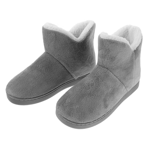 JOINPAYA Pantuflas de Invierno para Mujer de Caña Alta Gris Suela Gruesa Antideslizante y Forro Acolchado Cálido Botines Térmicos de Interior Ideales para Casa y Posparto Talla 36-37