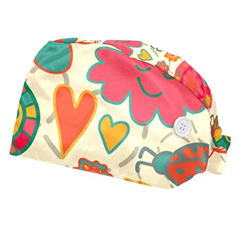 Couvre-Chef Unisexe Fleurs Oiseaux Coccinelles - Casquette de Travail