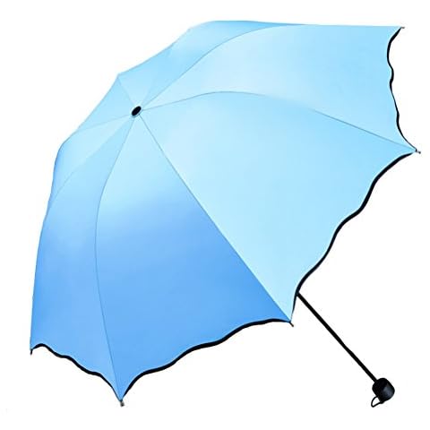 Folding Umbrella UV Proof UPF 50 Beach Parasol Ladies Sun Parasol for Women Sunshade Lightweight Small Size Umbrellas for Girls (Sky Blue) Cover