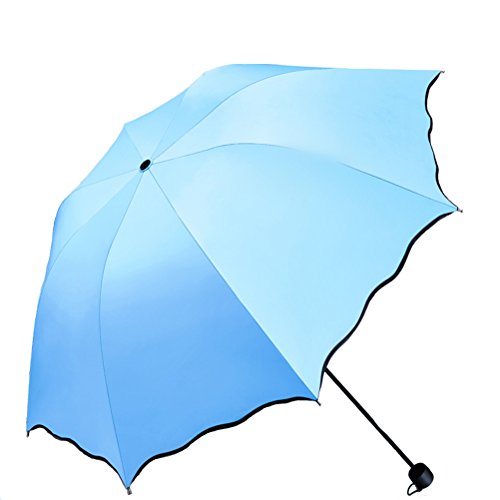 Maibar Paraguas Plegable Antiviento para mujeres Protección UV Mini Compacto paraguas plegables Parasol (Cielo azul)