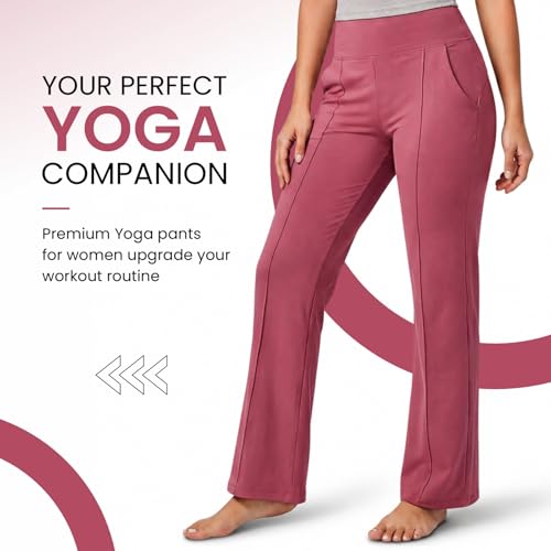 Image of NINQ Women High Waist Flare Pants Lite Regular | Smart Casual Korean Trouser for Office Wear, Gym, Sports, Travel & Daily Styling
