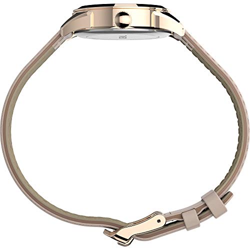 Elegant Timex Women's 28mm Pink Rose Gold Leather Strap Watch - Stylish Timepiece for Modern Women - Image 2
