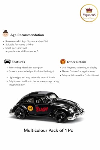 Image of 1:64 Scale Classic Beetle Diecast Cars | Metal Toy Car with Free Rolling Wheels | Mini Collectible Alloy Diecast Model Mini Racing Car Toy for Kids Age (Beetle Car 1:64 Scale - Multicolour)