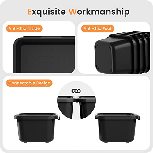 Image of A-LuGei 【Military Grade Drawer Organizer, 【𝟱𝗦𝗶𝘇𝗲】 Makeup organizer, 【Holds 177 Items】 Bathroom Organizers and Storage, Organization and Storage, Desk Drawer Organizer for Vanity (Black)