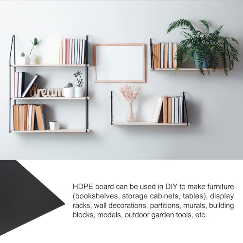 Image of 48 inch x 24 inch x 1 /8 inch HDPE Plastic Sheet, High Density Polyethylene Sheet Cutting Board Black Solid Block, [for DIY, Home Floor]